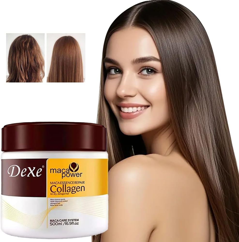 Mascarilla capilar con aceite de argán natural y tratamiento de colágeno Maca Power