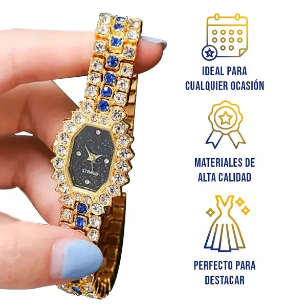 RELOJ EXCLUSIVO MUJER ROMBO 2X1