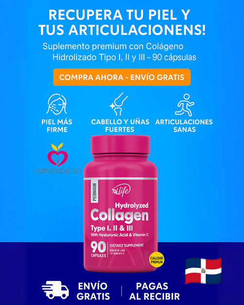 ✨ Colágeno Hidrolizado + Acido Hialurónico & Vitamina C (90 Cápsulas) - El suplemento que cuida tu piel, cabello y huesos desde adentro