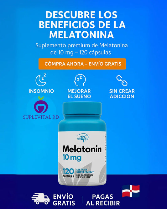 🌙 Melatonina 10MG (120 Capsulas) - 💊 Regula el ciclo natural del sueño & trata el insomnio sin crear adicción ni dependencia!